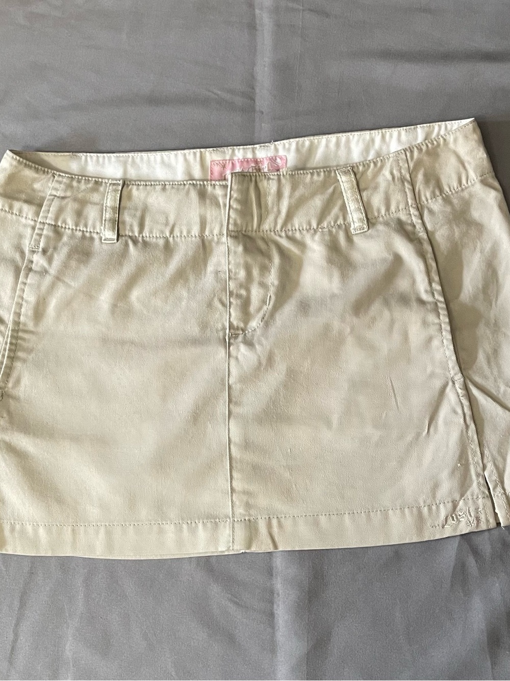 Vintage Lost Girl khaki mini Skirt with Double Hook Detail-5